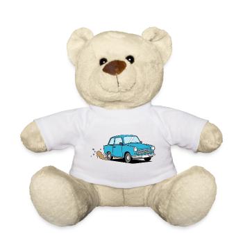 Blue Cartoon Carriage Retro Charm - Teddy Bear - white - Front