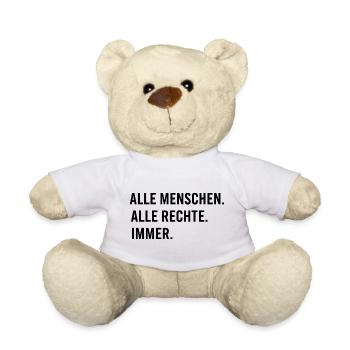 All people, all rights, always – anti-racism - Teddy Bear - white - Front
