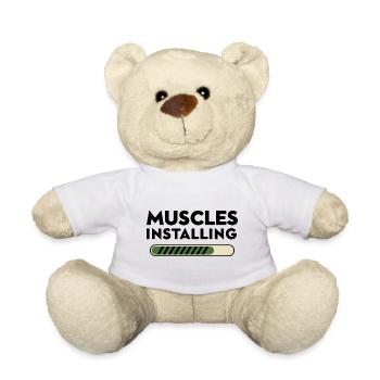 Muscles Installing Progress Bar Fitness Gym - Teddy Bear - white - Front