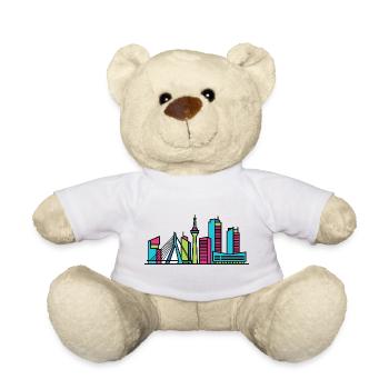 Amsterdam City Skyline Canal beherbergt Linienzeichnungen - Teddy - Weiß - Vorne