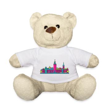 Stockholmer Stadtsilhouette Gamla Stan Moderne Kunst - Teddy - Weiß - Vorne