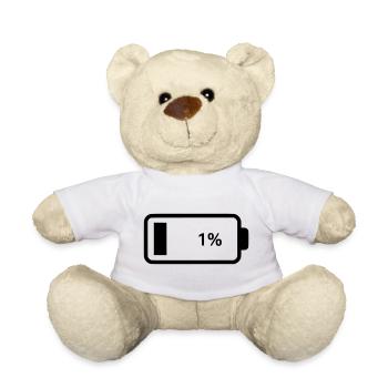 Empty battery battery 1% - Teddy Bear - white - Front