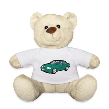 Türkises Retro-Coupé Cartoon-Design - Teddy - Weiß - Vorne