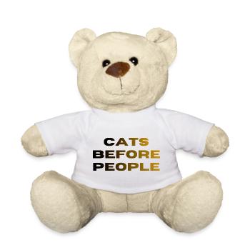 Katzenliebhaber-T-Shirt – Katzen vor Menschen - Teddy - Weiß - Vorne