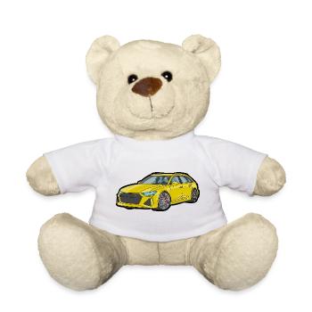Yellow Sports Car Illustration - Teddy Bear - white - Front