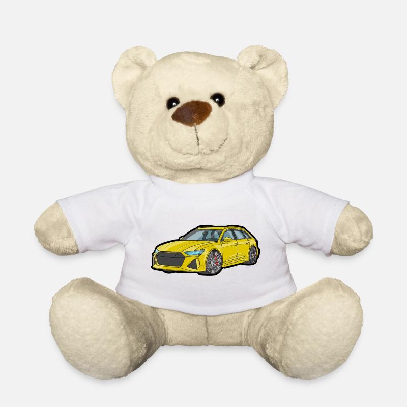 Gelber Sportwagen-Illustration - Teddy - Weiß