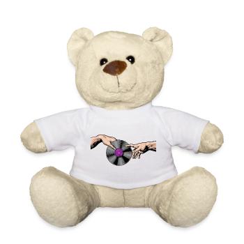 Mains touchant l’art d’un disque vinyle - Nounours - blanc - Devant