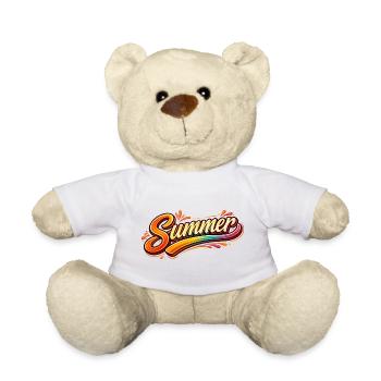 Summer Schriftzug Retro Illustration - Teddy - Weiß - Vorne