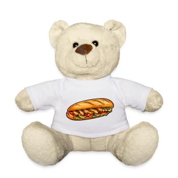 Freshly filled baguette sandwich - Teddy Bear - white - Front
