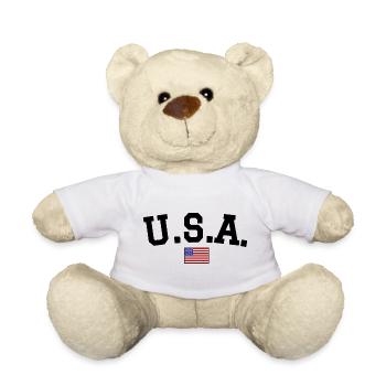 USA Flagge Design Schwarz - Teddy - Weiß - Vorne