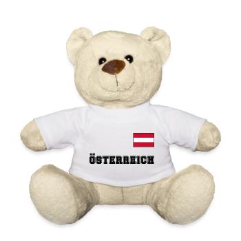 ÖSTERREICH Trikot Look - Flagge Fahne auf Brust - Teddy - Weiß - Vorne