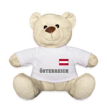 ÖSTERREICH Trikot Look - Flagge Fahne auf Brust - Teddy - Weiß - Vorne