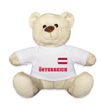 ÖSTERREICH Trikot Look - Flagge Fahne auf Brust - Teddy - Weiß - Vorne