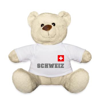 SCHWEIZ Trikot Look - mit Fahne Flagge auf Brust - Teddy - Weiß - Vorne