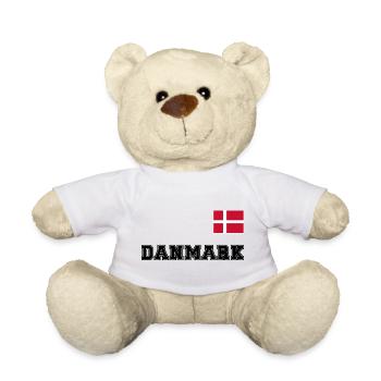 Dänemark Trikot Look – DANMARK mit Fahne Flagge - Teddy - Weiß - Vorne