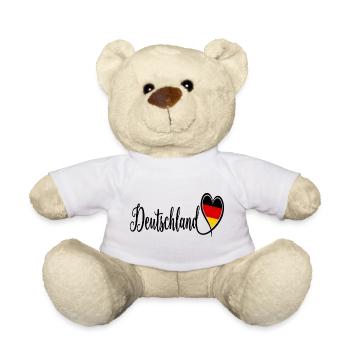 Deutschland Herzflagge Script - Teddy - Weiß - Vorne