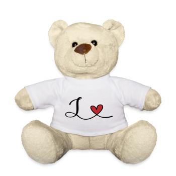 Letter L Initial - Teddy Bear - white - Front