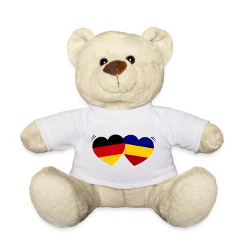 Flag Hearts Duo Romania Germany - Teddy Bear - white - Front