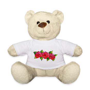 Rosenband im Pinkrot-Design - Teddy - Weiß - Vorne