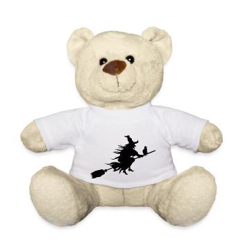 mythische halloween Hexe mit Katze - Teddy - Weiß - Vorne