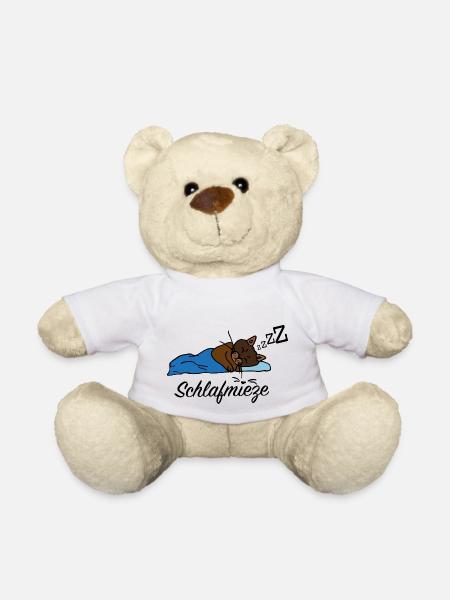 süße Schlafmieze mit Schriftzug Geschenkidee - Teddy - Weiß