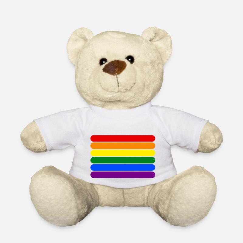 Rainbow Stripes || LGBT lesbian gay bisexual trans - Teddy Bear - white