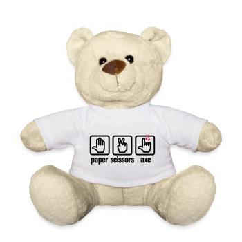Papier - Schere - Axt - Stein - Holzfäller - Teddy - Weiß - Vorne