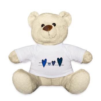 Coeurs bleus - Nounours - blanc - Devant
