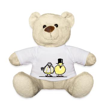 Chickens wedding marry bride groom - Teddy Bear - white - Front