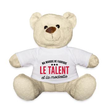 ma marque de fabrique le talent et la modestie - Nounours - blanc - Devant