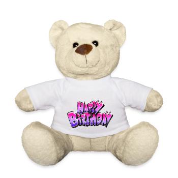 Graffiti Happy Birthday - Teddy - Weiß - Vorne