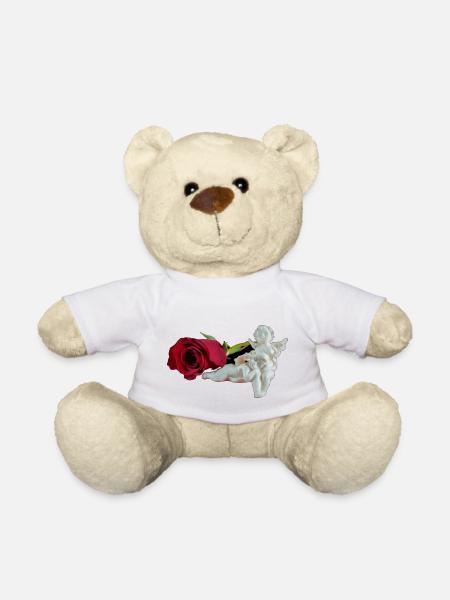Rose and angel - Teddy Bear - white