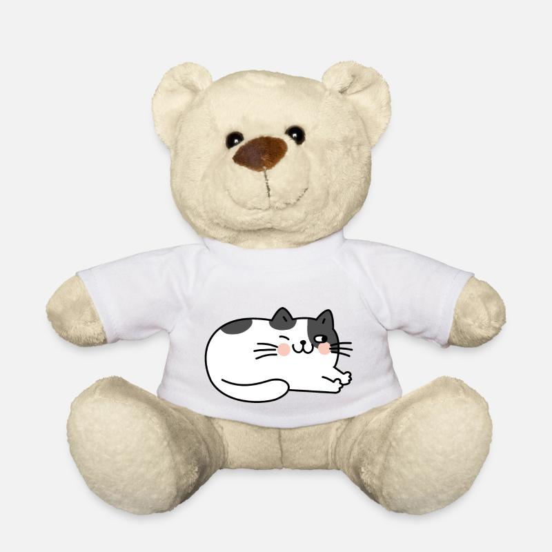 Chat Couché Mignon - Nounours - blanc