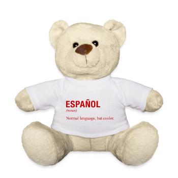 SPANISH Language Spanish Language Espanol Spain - Teddy Bear - white - Front