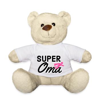 Super Oma Text mit Figur flieger Geschenkidee - Teddy - Weiß - Vorne