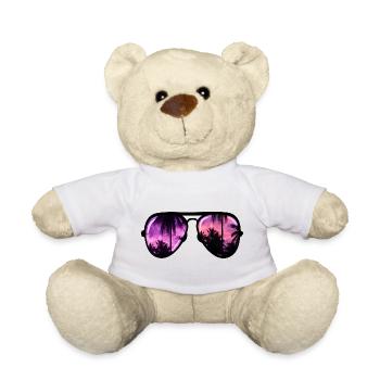 cool sunglasses with palm tree - Teddy Bear - white - Front