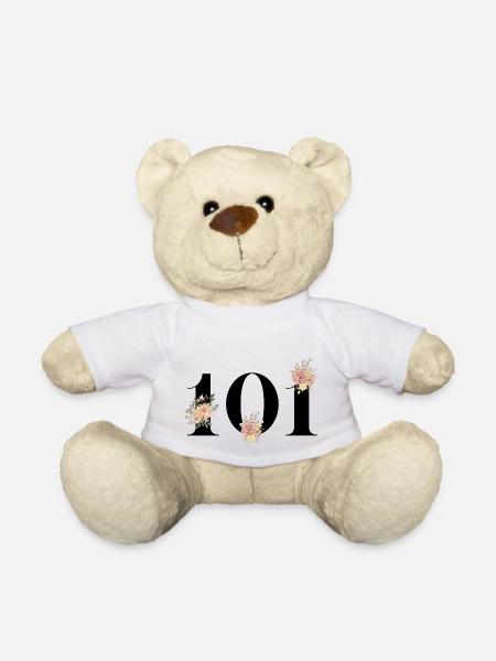 101e anniversaire fleuris (Cadeau de 101 ans) - Nounours - blanc