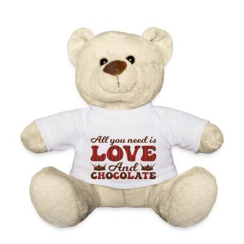 Tout ce dont vous avez besoin, c’est d’amour et de chocolat - Nounours - blanc - Devant