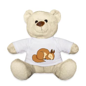 Schlafendes Eichhörnchen Geschenkidee Pyjama - Teddy - Weiß - Vorne