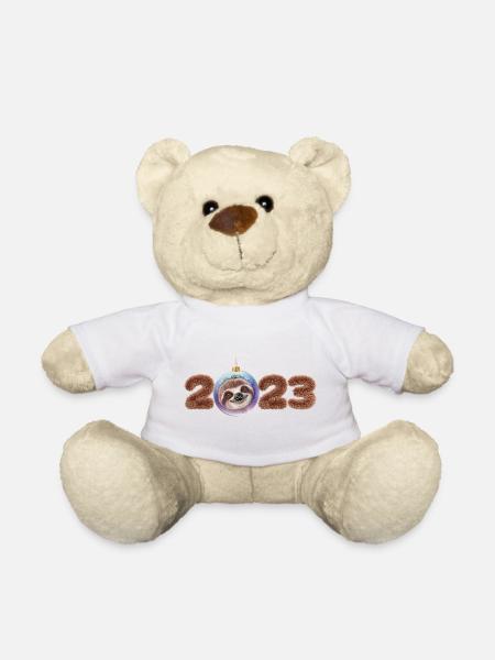 2023 Silvester Neujahr Jahreswechsel Faultier - Teddy - Weiß