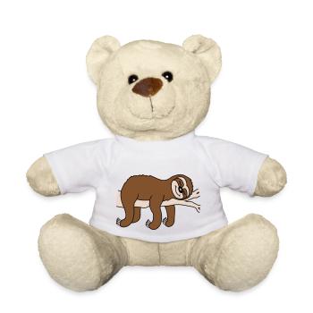 Tired Sloth Sleeps Comic - Teddy Bear - white - Front