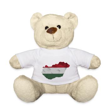Drapeau de la Hongrie en forme de pays - Nounours - blanc - Devant