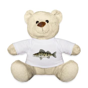 Zander Predator Fish Design for Anglers - Teddy Bear - white - Front