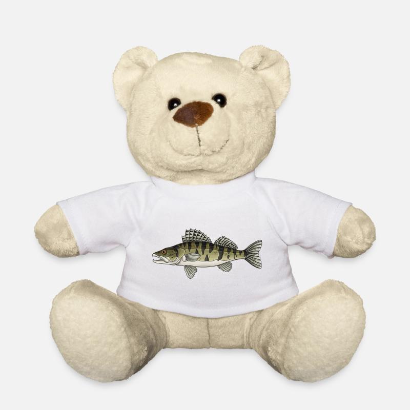 Zander Predator-Fisch-Design für Angler - Teddy - Weiß