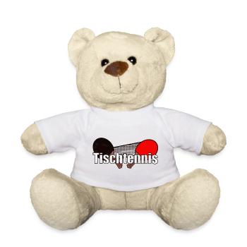 Tischtennis Collage mit Schlägern - Teddy - Weiß - Vorne