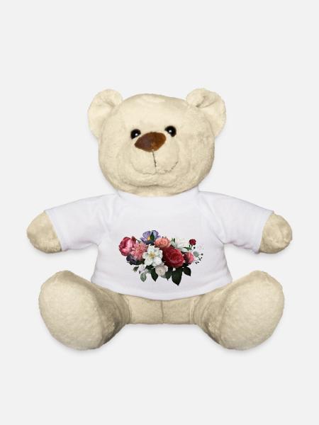 Aquarell Blumen - Teddy - Weiß