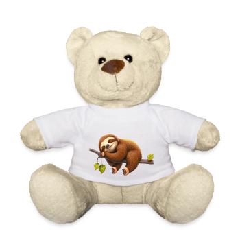 Paresseux endormi allongé sur une branche - Nounours - blanc - Devant