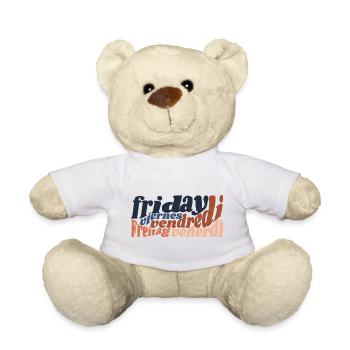 "Freitag" - Schriftzug in 5 Sprachen - Teddy - Weiß - Vorne