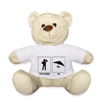Her Husband - Me - Paragliding Front Vector - Teddy Bear - white - Front