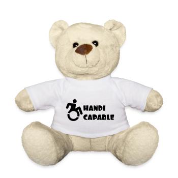 Wheelchair competent, disabled humor # - Teddy Bear - white - Front